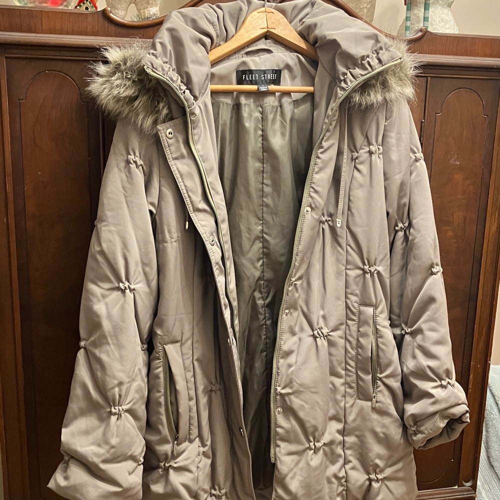 Plush Faux Fur Hooded Puffer Coat